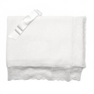 NEW JULIANA baby lace trim blanket in white